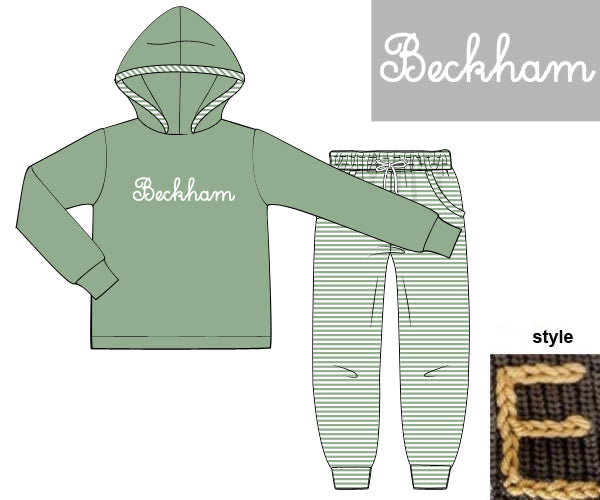 RTS - Chainstitch Hoodie Sets Boy Jogger Set - Feldspar - NO PERSONALIZATION