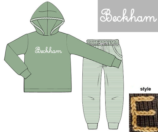 RTS - Chainstitch Hoodie Sets Boy Jogger Set - Feldspar - NO PERSONALIZATION