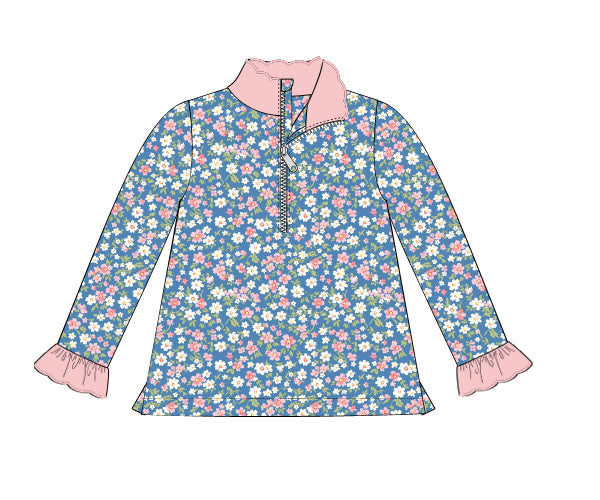 PREORDER 57: WINTER - Winter Shirt Only - Lottie Floral Quarter Zip