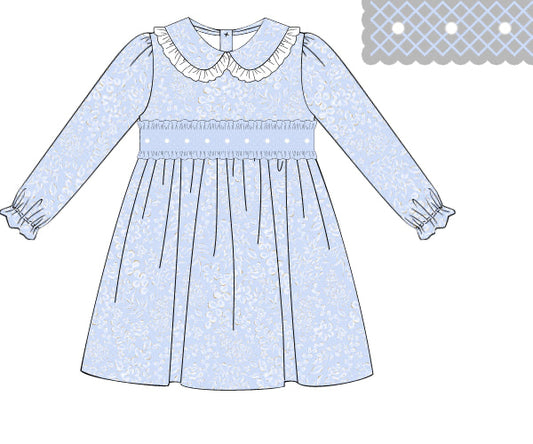 RTS - Blue Winter Pearls Girl Dress