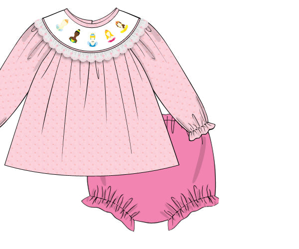PREORDER 57: WINTER - Winter Girls Only - Beaded Princesses Girl Diaper Set