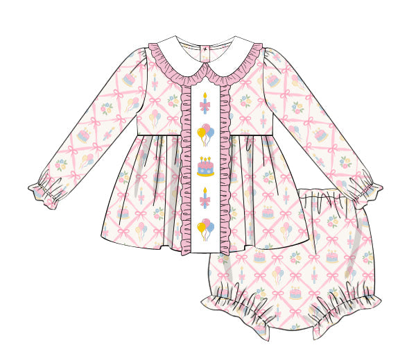 PREORDER 57: WINTER - Winter Birthday Wishes Girl Diaper Set