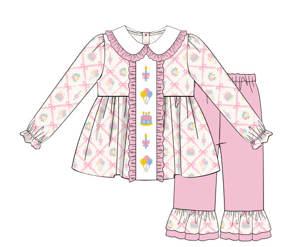 PREORDER 57: WINTER - Winter Birthday Wishes Girl Pant Set
