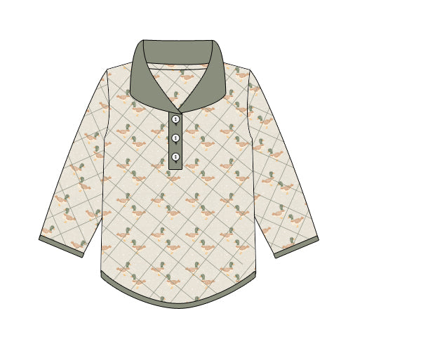 PREORDER 57: WINTER - Winter Shirt Only - Quilted Ducks Quarter Button Up