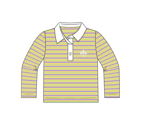 RTS - Mardi Boots & Stripes Boy Polo