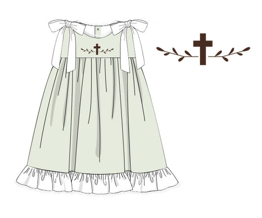 PREORDER 46: SPRING 1 - Embroidered Cross Girl Dress