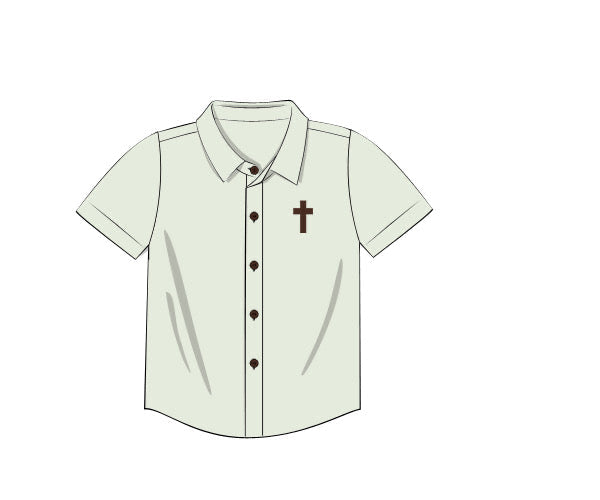 PREORDER 46: SPRING 1 - Embroidered Cross Boy Button Down