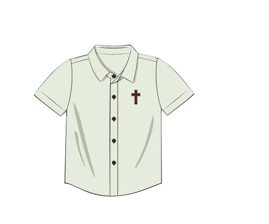 PREORDER 46: SPRING 1 - Embroidered Cross Boy Button Down