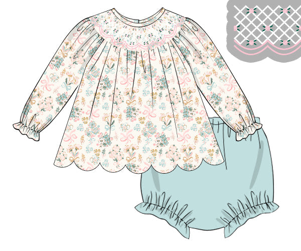 PREORDER 57: WINTER - Winter Girls Only - Turquoise Floral Girl Diaper Set