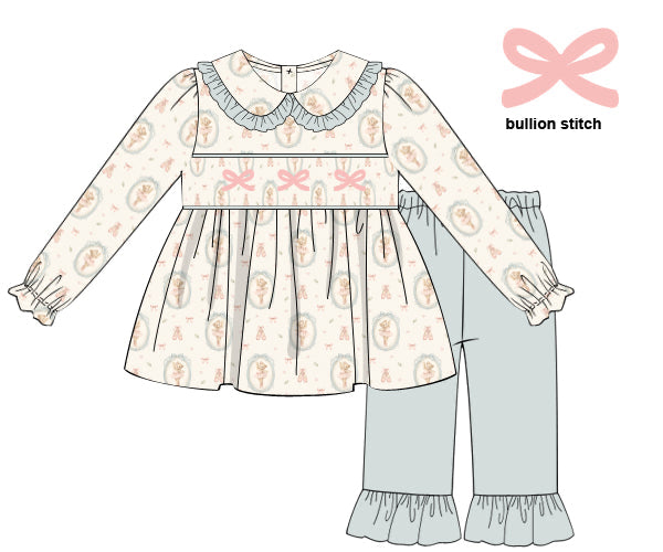 PREORDER 59: TTS - TTS Girls Only - Ballet, Bears, & Bows Girl Pant Set