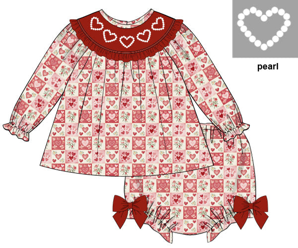 PREORDER 59: TTS - TTS Girls Only - Pearls of Love Patchwork Girl Diaper Set