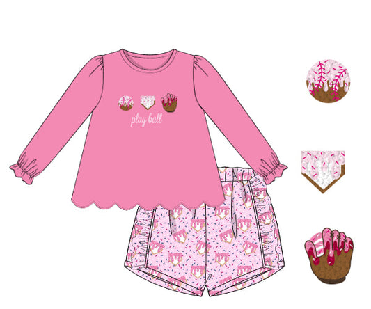 RTS - Baseball Drip Girl Shortie Set - NO PERSONALIZATION