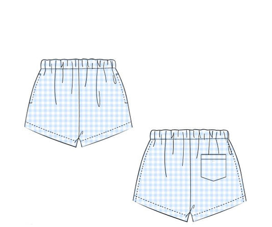 PREORDER 48: SUMMER 1 - Summer Mix/Match - Light Blue Gingham Shorties