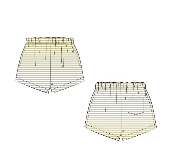 RTS - Mix/Match Basics - Tan Striped Shorties