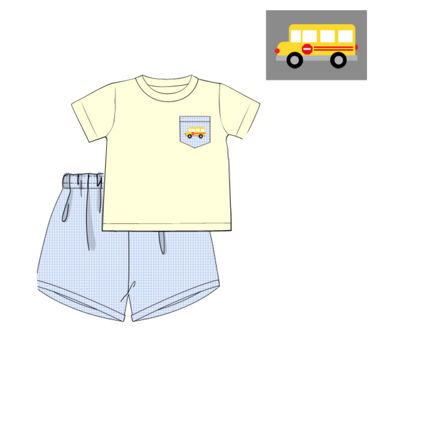 PREORDER 49: SUMMER PT 2 - Wheels On The Bus Boy Shortie Set
