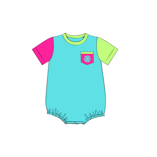 RTS - Neon Color Block Boy Bubble - NO MONOGRAM
