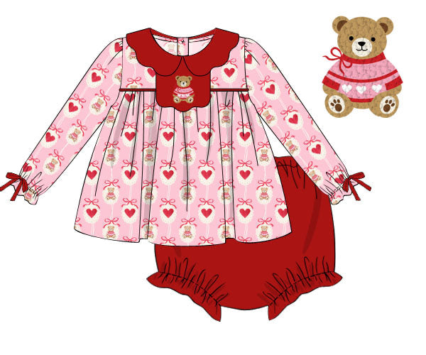 PREORDER 59: TTS - Beary Valentine Girl Diaper Set