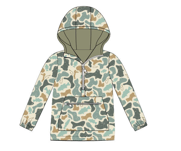PREORDER 59: TTS - TTS Boys Only - Hooked On Camo Boy Quarter Zip Pullover