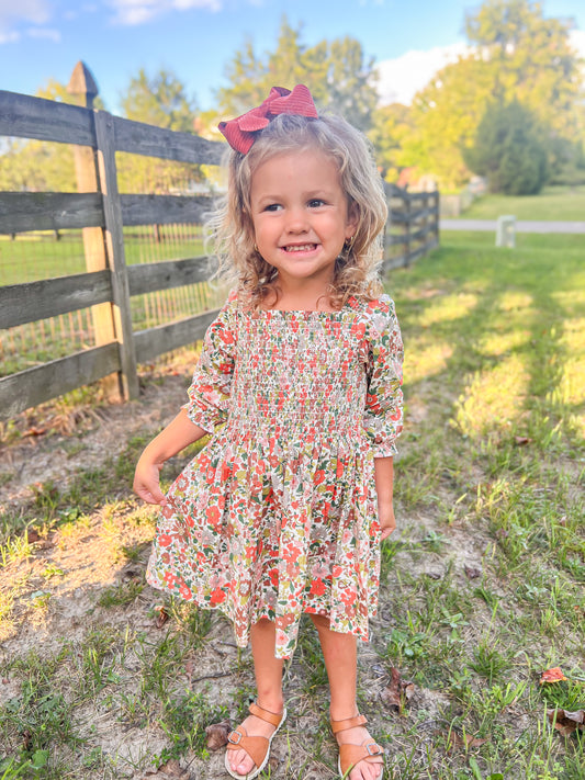 Rust Family Floral Girl Dress