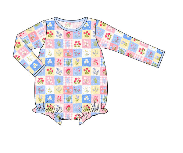 PREORDER 59: TTS - TTS Girls Only - Flower Patch Squares Girl Bubble