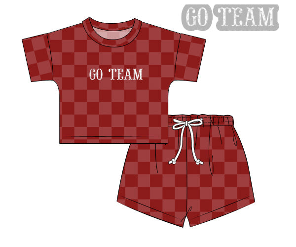 PREORDER 51: COLLEGIATE - Collegiate Checkered Sets Shortie Set - Crimson/White