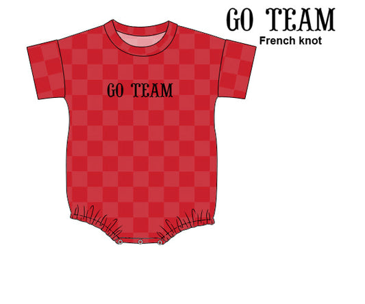 RTS - COLLEGIATE - Collegiate Checkered Sets Bubble - Red/Black. Monogrammed - "GO DAWGS”