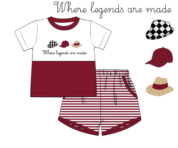 PREORDER 51: COLLEGIATE - Saturday Tradition - Where Legends Are Made Boy Shortie Set