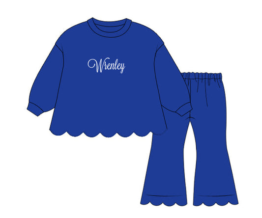 PREORDER 51: COLLEGIATE - Gameday Warm Ups Girl Pant Set - Blue/White