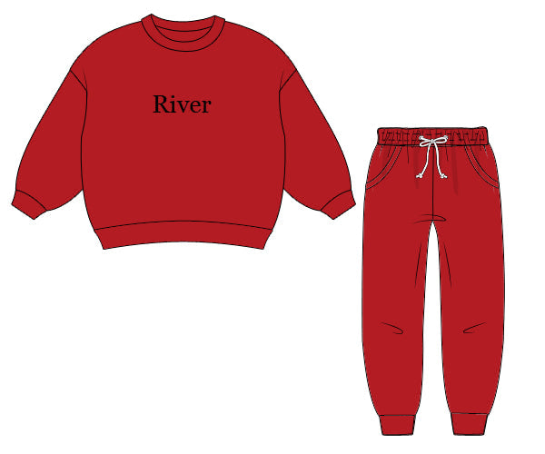 RTS - COLLEGIATE - Gameday Warm Ups Boy Jogger Set - Red “NO MONO”