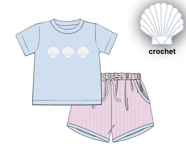 PREORDER 60: SPRING PT 1 - Seaside Shell Patchwork Boy Shortie Set