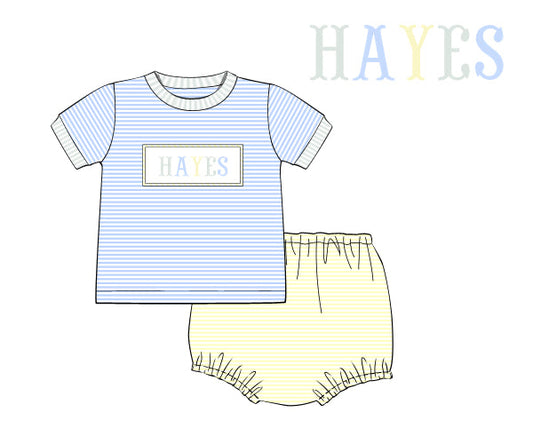 PREORDER 60: SPRING PT 1 - Spring Name Smocks Boy Diaper Set