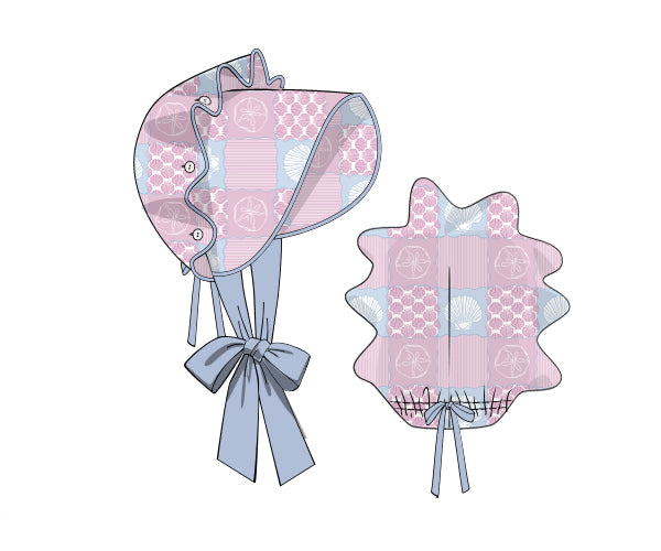 PREORDER 60: SPRING PT 1 - Seaside Shell Patchwork Girl Bonnet