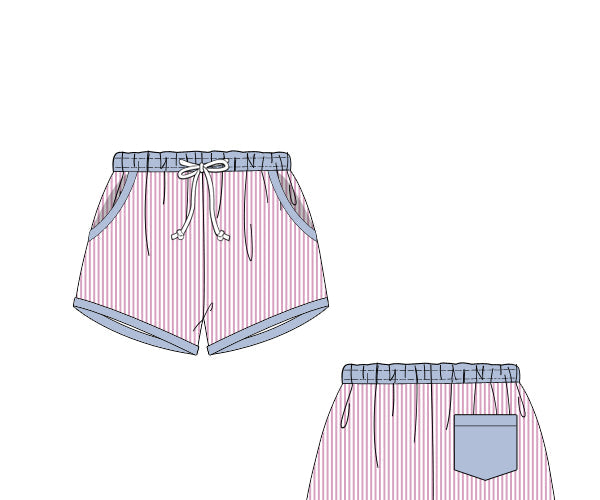 PREORDER 60: SPRING PT 1 - Seaside Shell Patchwork Boy Shortie Trunks