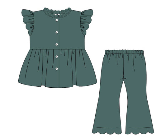 PREORDER 52: AUTUMN BASICS - Autumn Basics Girls Only - Teal Muslin Pant Set