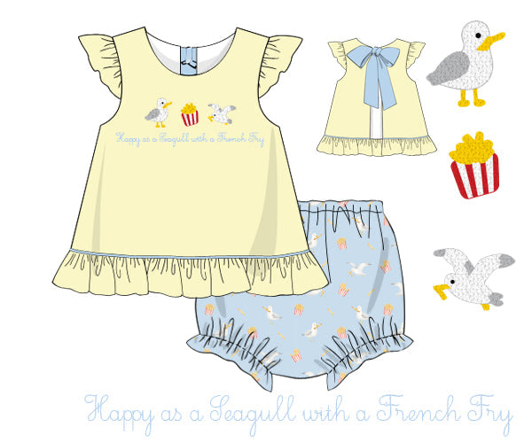 PREORDER 60: SPRING PT 1 - Happy Seagull Girl Diaper Set