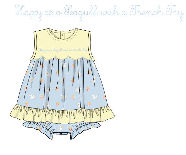PREORDER 60: SPRING PT 1 - Happy Seagull Girl Skirted Bubble