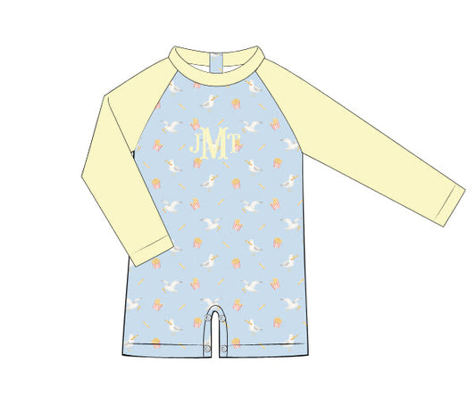 PREORDER 60: SPRING PT 1 - Happy Seagull Boy 1pc Rashguard