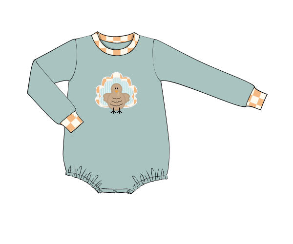 RTS - HALLOWEEN & TURKEYS - Floral & Checkered Turkey Boy Bubble