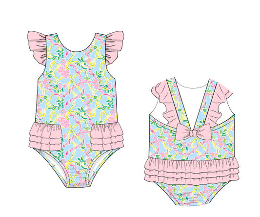 PREORDER 46: SPRING 1 - Tropical Trellis Girl 1pc Swim
