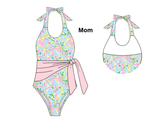 PREORDER 46: SPRING 1 - Tropical Trellis Mom 1pc Swim