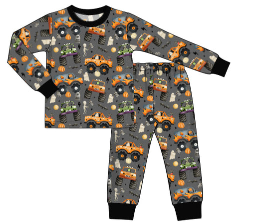 RTS - HALLOWEEN & TURKEYS - BOYS ONLY - Halloween Monster Trucks 2pc Loungewear