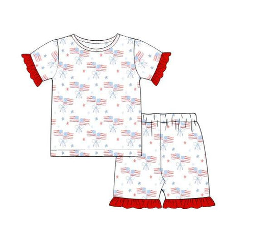 RTS - Preppy Patriotic PJs Girl 2 PC