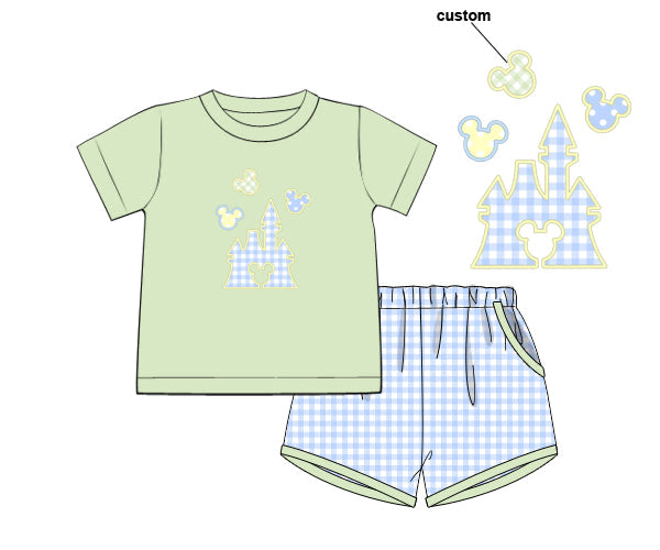 PREORDER 46: SPRING 1 - Applique Castle Boy Shortie Set