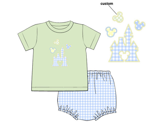 PREORDER 46: SPRING 1 - Applique Castle Boy Diaper Set