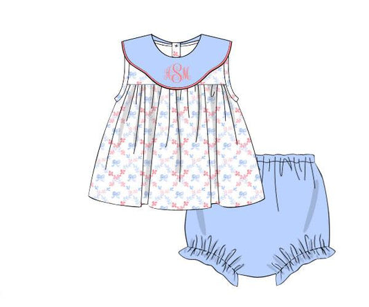 RTS - Patriotic Girls Only - Watercolor Flags Girl Diaper Set - NO MONOGRAM