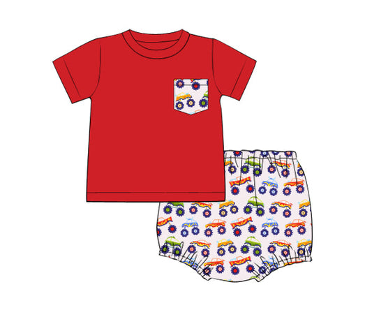 PREORDER 46: SPRING 1 - Spring 1 Boys Only - Spring Monster Trucks Boy Diaper Set