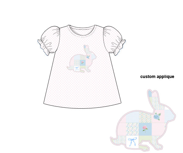 PREORDER 46: SPRING 1 - Spring 1 Shirt Only - Abby’s Patchwork Bunny Girl Shirt