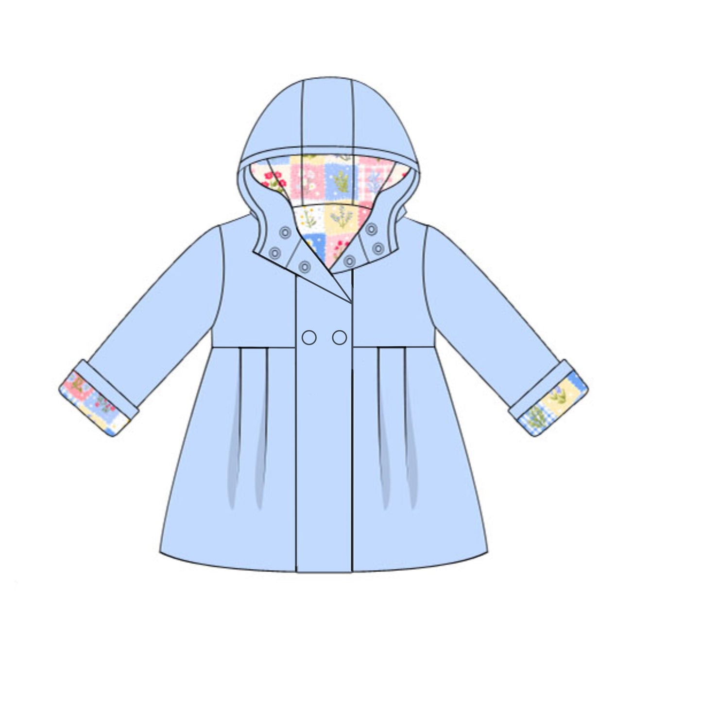 PREORDER 59: TTS - TTS Girls Only - Flower Patch Squares Girl Raincoat
