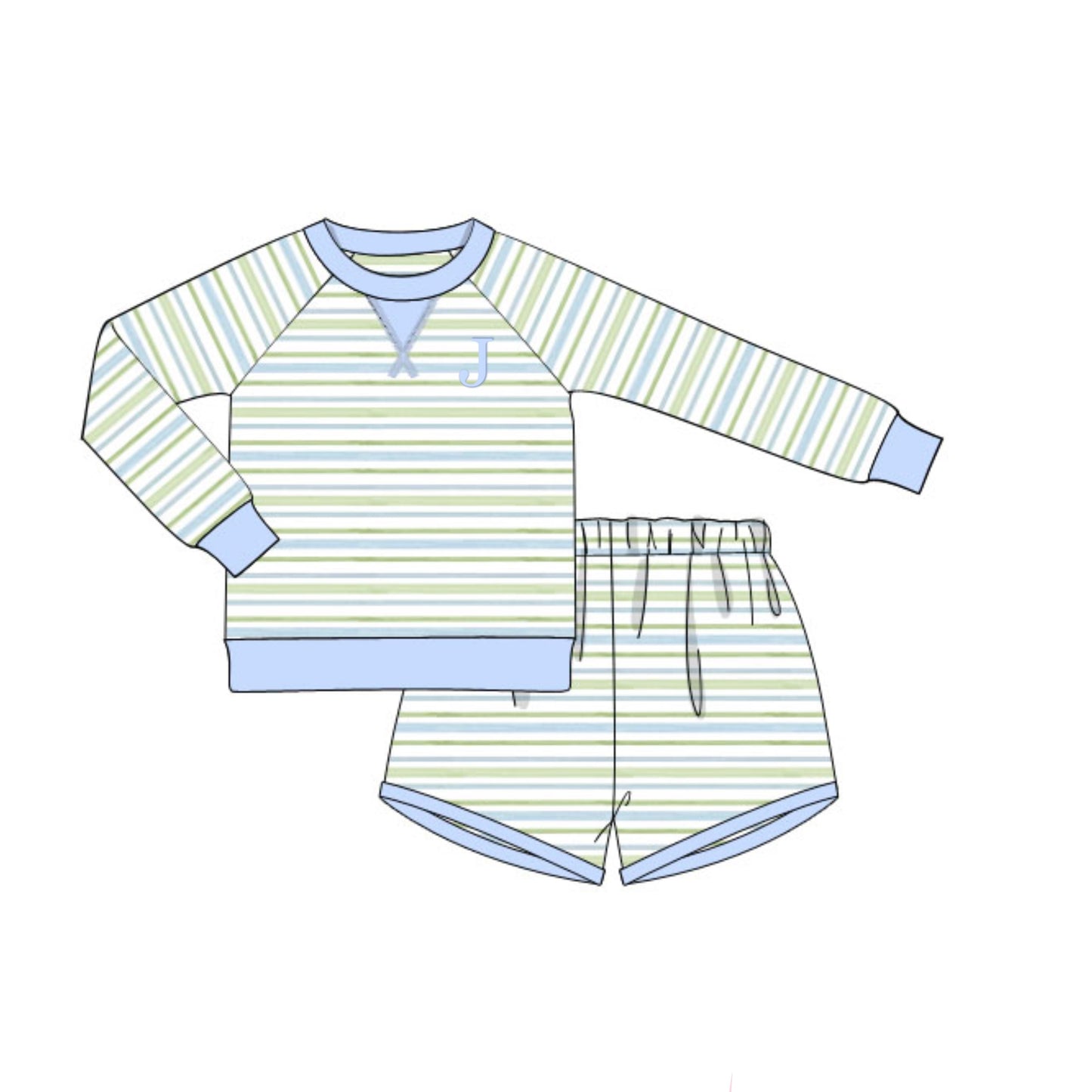 PREORDER 59: TTS - TTS Boys Only - Boys Transition Sets - Green/Blue Stripes