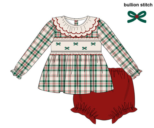 PREORDER 55: CHRISTMAS 1 - Bullion Bows & Drummers Girl Diaper Set